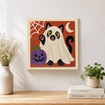 Finished ghost siamese cat artwork displayed on a wall