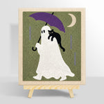 Ghost with purple umbrella punch needle kit for beginners