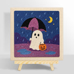 Ghost with rain umbrella punch needle kit for beginners