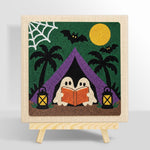 Ghosts camping reading punch needle kit for beginners