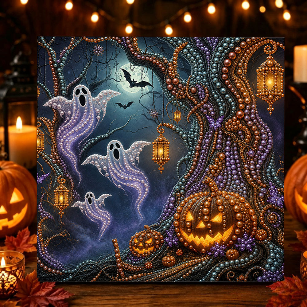 Ghosts in magic halloween forest pearl diamond painting kit for beginners