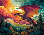Giant dragon over mountain valley cross stitch kit for beginners