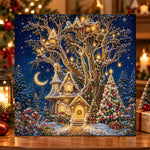 Giant twinkling christmas treehouse pearl diamond painting kit for beginners