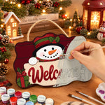 Gift box snowman paint by numbers door hanger painting process
