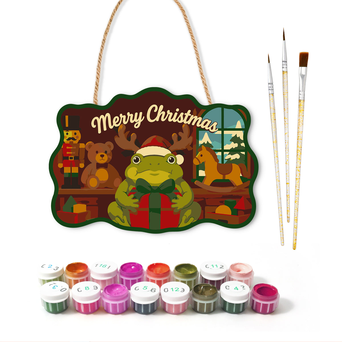 Gift frog toy room paint by numbers door hanger with paints and brushes