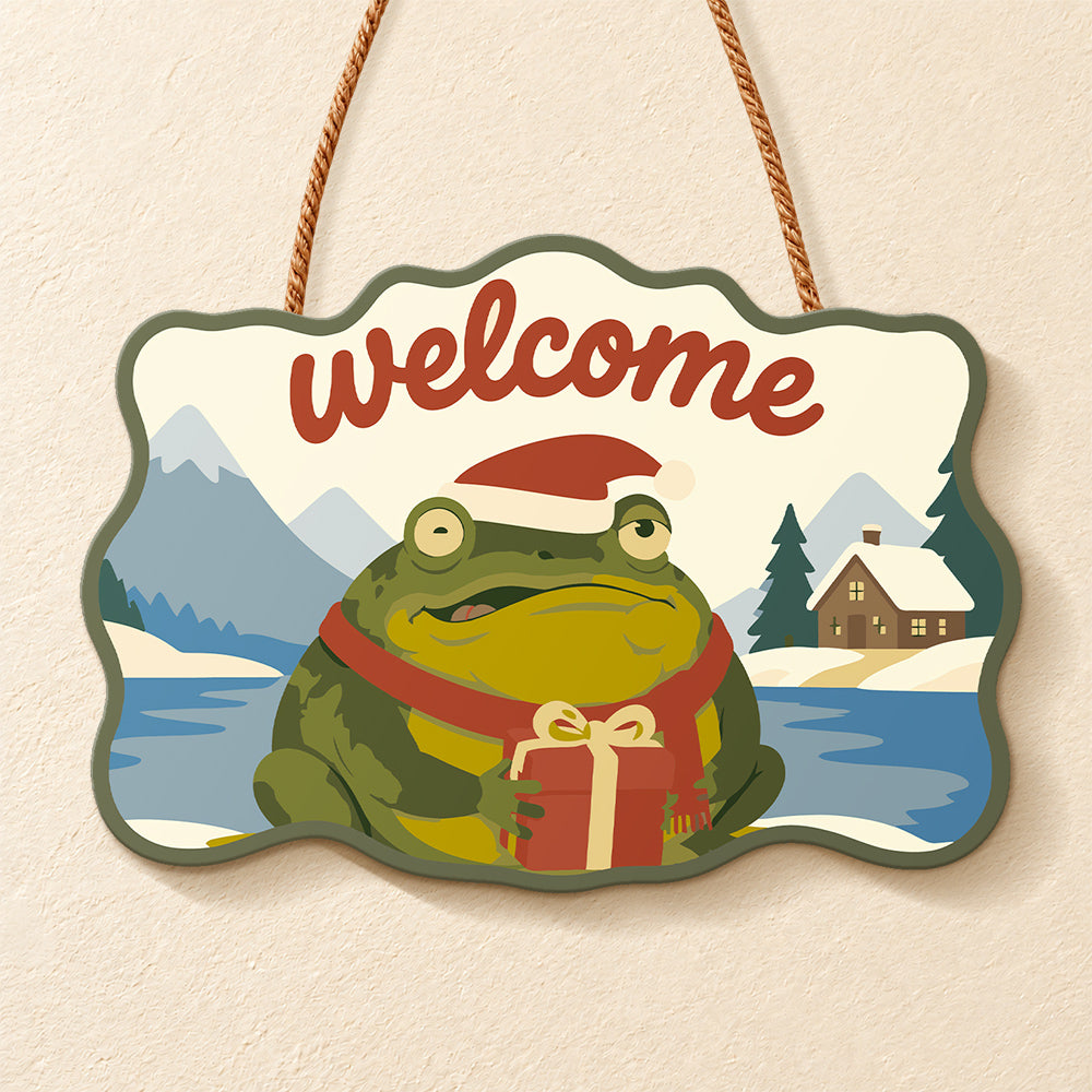 Gift frog welcome paint by numbers door hanger finished design