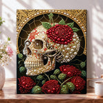 Gilded rose skull pearl diamond painting kit for beginners
