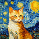 Ginger cat against starry sky cross stitch kit for beginners