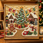 Gingerbread christmas town pearl diamond painting kit for beginners