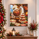Finished gingerbread making fruit cake pearl diamond painting artwork displayed as holiday home decor