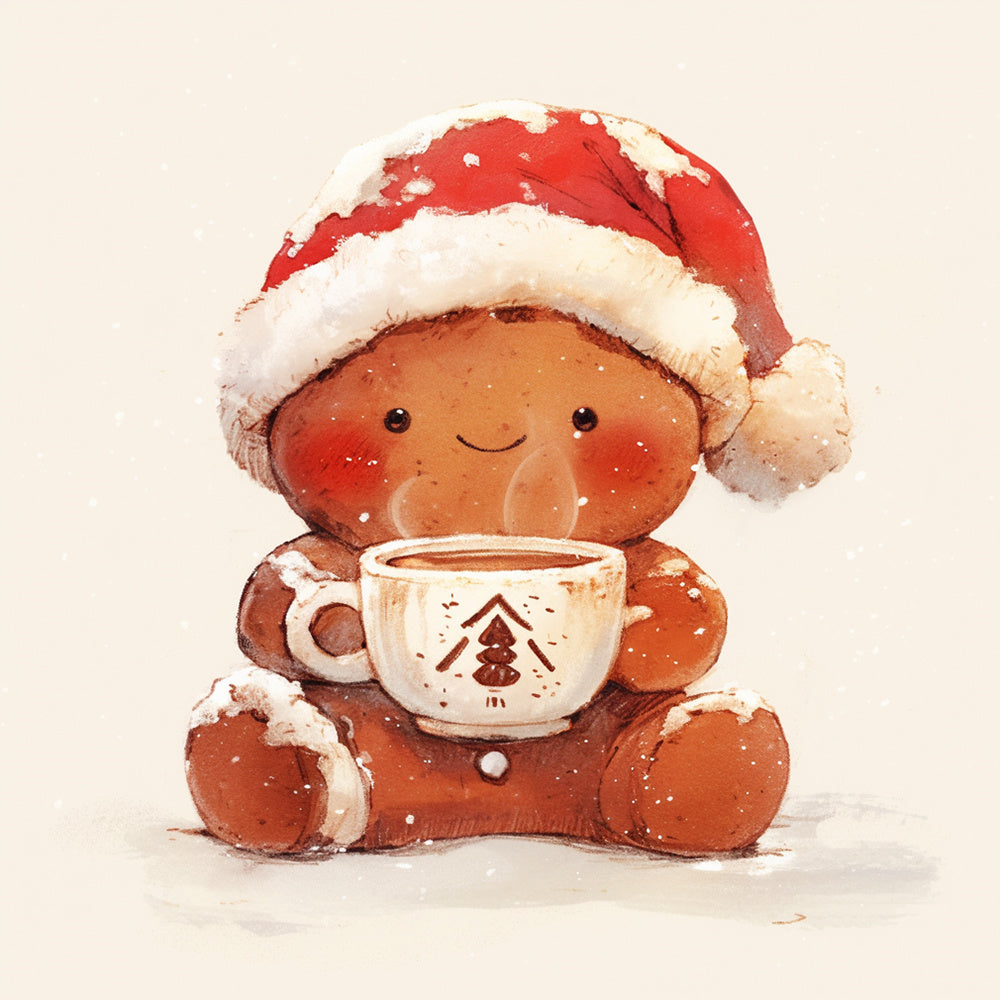 Gingerbread man hot cocoa cross stitch kit for beginners
