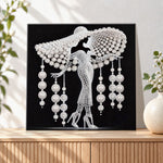 Finished glam pearl lady silhouette pearl diamond painting artwork displayed as holiday home decor