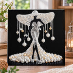 Glamour silhouette lady with pearl gown pearl diamond painting kit for beginners