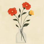 Glass vase red‑yellow blooms cross stitch kit for beginners