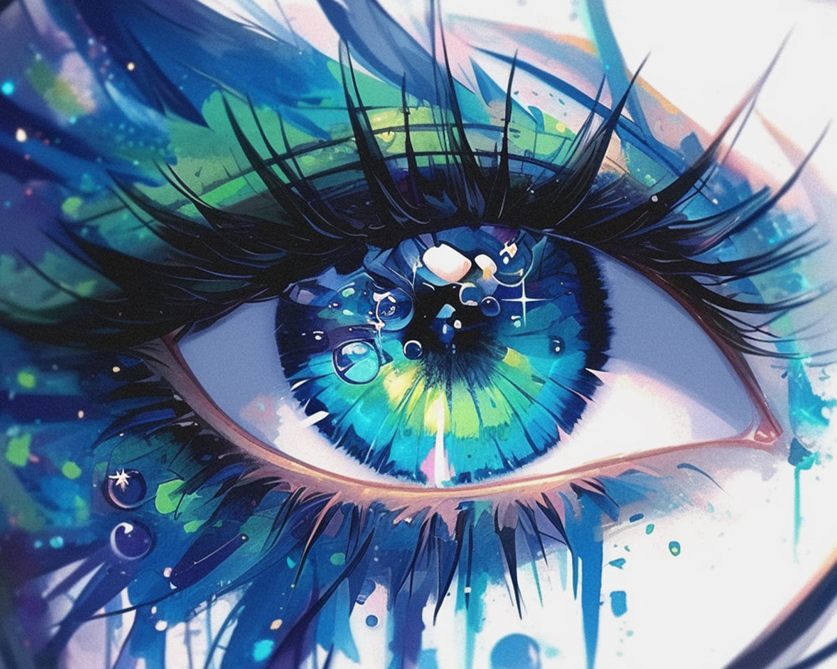 Glimmering aqua gaze cross stitch kit for beginners