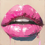 Glossy pop art pink lips cross stitch kit for beginners