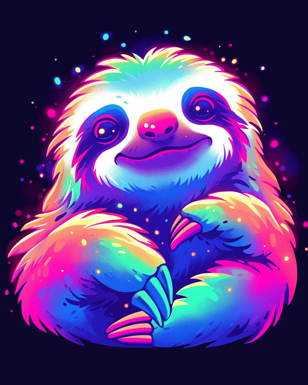 Glow neon sloth cross stitch kit for beginners
