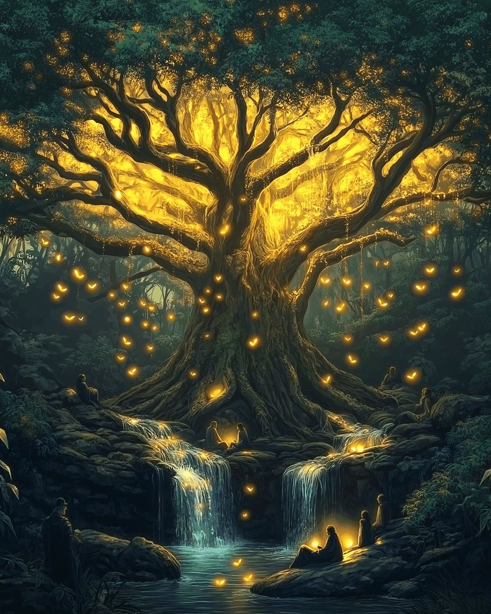 Glowing ancient magic tree cross stitch kit for beginners