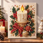 Glowing christmas candle pearl diamond painting kit for beginners