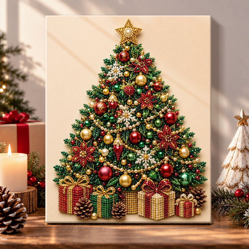 Glowing christmas tree pearl diamond painting kit for beginners