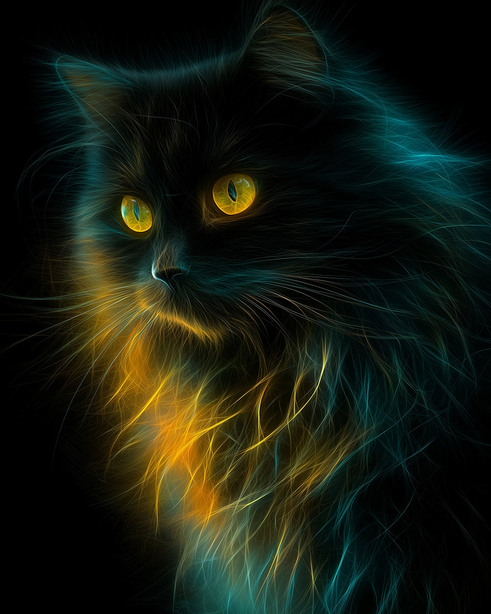 Glowing mystic black cat cross stitch kit for beginners