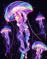 Glowing neon jellyfish cross stitch kit for beginners