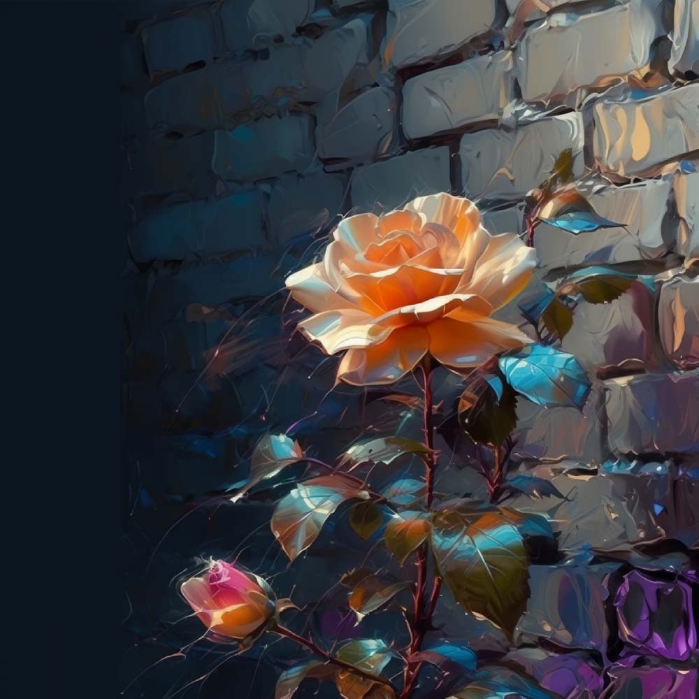Glowing orange rose cross stitch kit for beginners