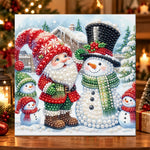 Gnome and snowman in winter pearl diamond painting kit for beginners