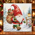 Gnome carrying gift sack pearl diamond painting kit for beginners