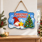 Gnome christmas wishes tree paint by numbers door hanger as indoor wall decor