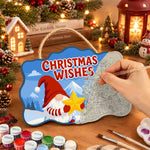 Gnome christmas wishes tree paint by numbers door hanger painting process
