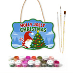 Gnome holly jolly christmas paint by numbers door hanger with paints and brushes