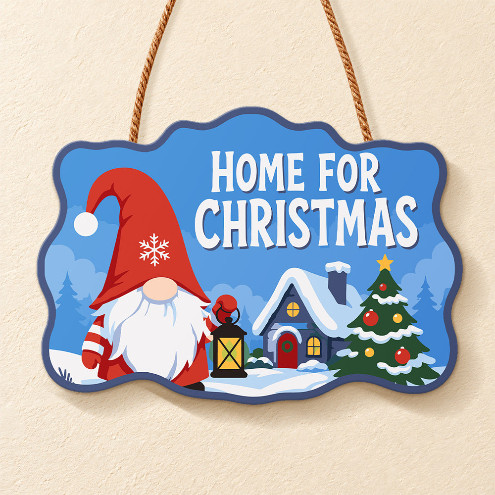 Gnome home for christmas paint by numbers door hanger finished design