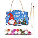Gnome home for christmas paint by numbers door hanger with paints and brushes