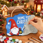 Gnome home for christmas paint by numbers door hanger painting process
