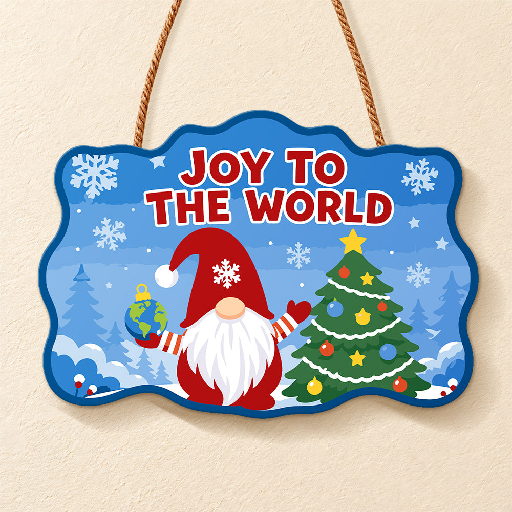 Gnome joy to the world paint by numbers door hanger finished design