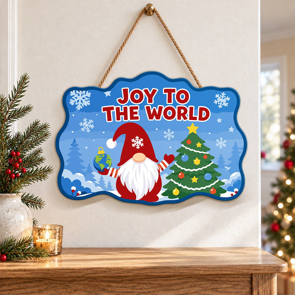 Gnome joy to the world paint by numbers door hanger as indoor wall decor