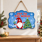 Gnome joy to the world paint by numbers door hanger as indoor wall decor