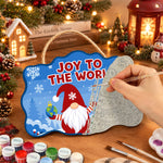 Gnome joy to the world paint by numbers door hanger painting process