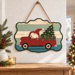 Gnome red truck trip paint by numbers door hanger as indoor wall decor
