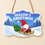Gnome sled season’s greetings paint by numbers door hanger finished design