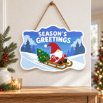 Gnome sled season’s greetings paint by numbers door hanger as indoor wall decor