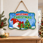 Gnome welcome christmas gift paint by numbers door hanger as indoor wall decor
