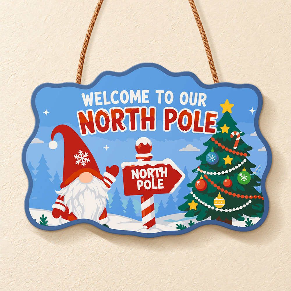 Gnome welcome to our north pole paint by numbers door hanger finished design