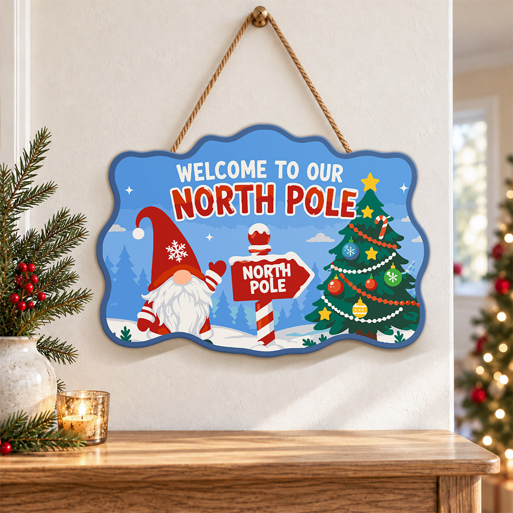 Gnome welcome to our north pole paint by numbers door hanger as indoor wall decor