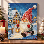 Gnome winter night stroll pearl diamond painting kit for beginners