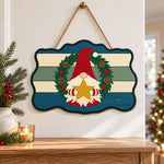 Gnome with star paint by numbers door hanger as indoor wall decor