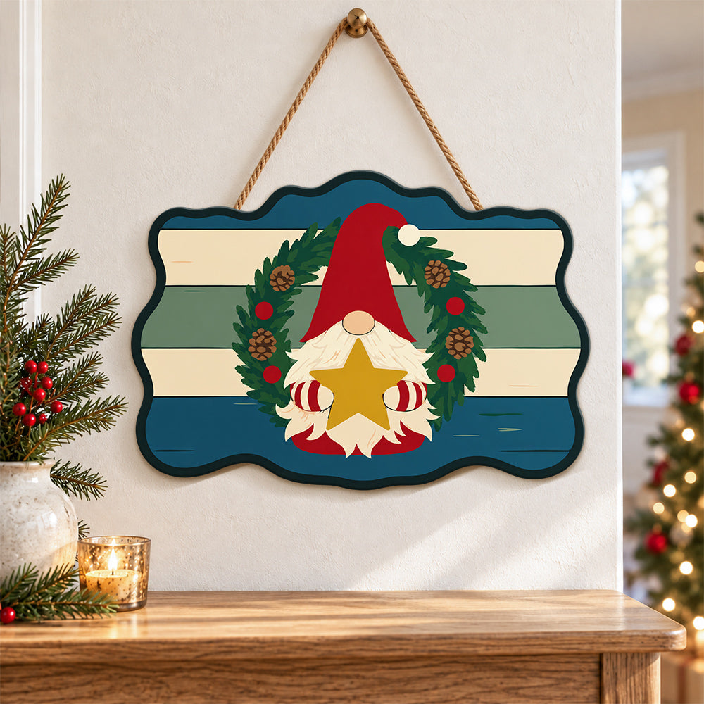Gnome with star paint by numbers door hanger as indoor wall decor