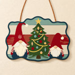 Gnomes with christmas tree paint by numbers door hanger finished design