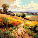 Golden autumn country homestead cross stitch kit for beginners